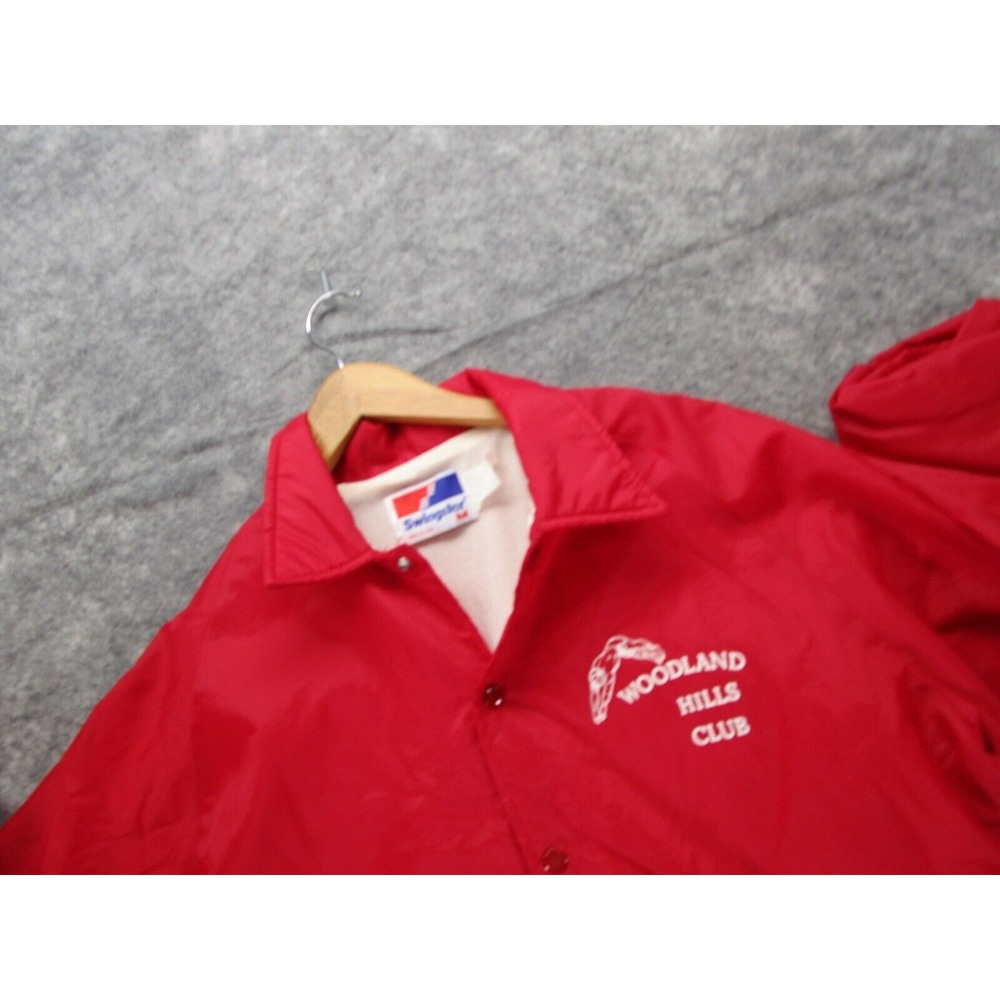 Vintage Swingster Jacket Adult Medium Made USA Red Woodland Hills Club VTG - Picture 2 of 12